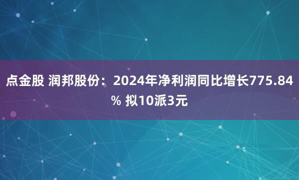 点金股 润邦股份：2024年净利润同比增长775.84% 拟10派3元